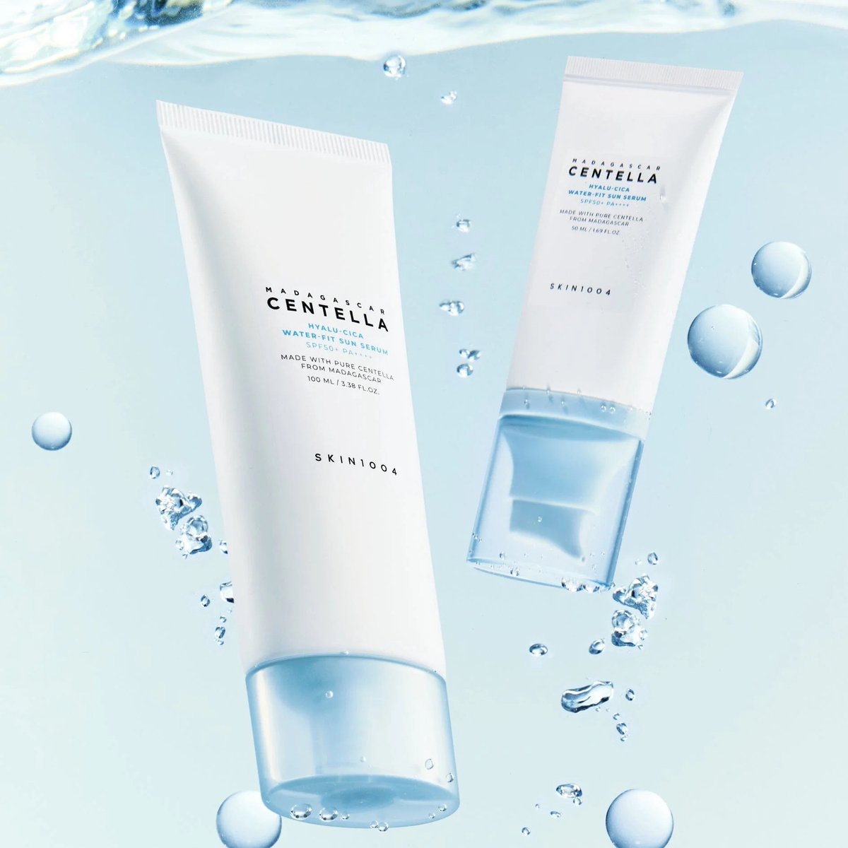 2x SKIN1004 Madagascar Centella Hyalu-Cica Water-Fit Sun Serum SPF50+ Twinpack Origineel/original Voordeelset Zonnebrand (2x50 ml) - Korean Skincare - Alle huidtypes - Dagcrème