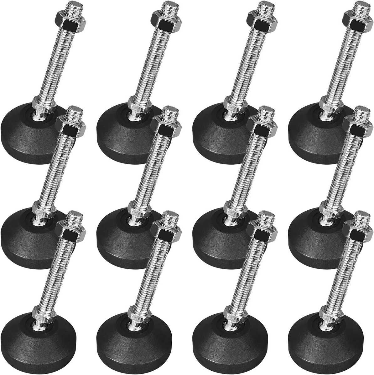 12x Verstelbare Metalen Meubelpoten M10 x 100mm - In hoogte Verstelbaar en Kantelbaar