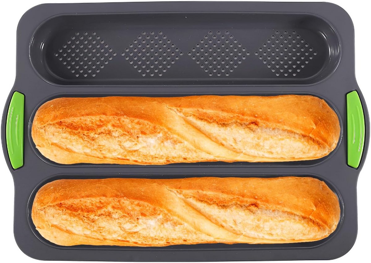 Perforated Bakvorm voor 3 Stokbroden - Non-stick Vorm voor Brood en Gebak