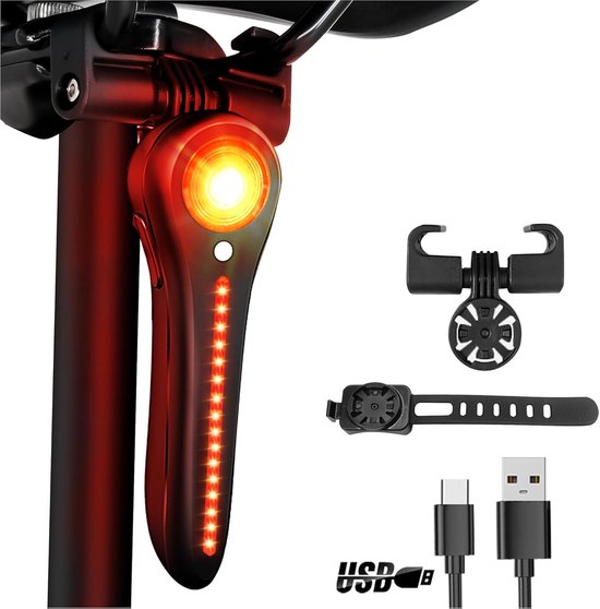 Slim Fiets Achterlicht - Rem Sensor - USB-C - IP64 - 5 Standen - Voor MTB & Wegfietsen — afbeelding 4