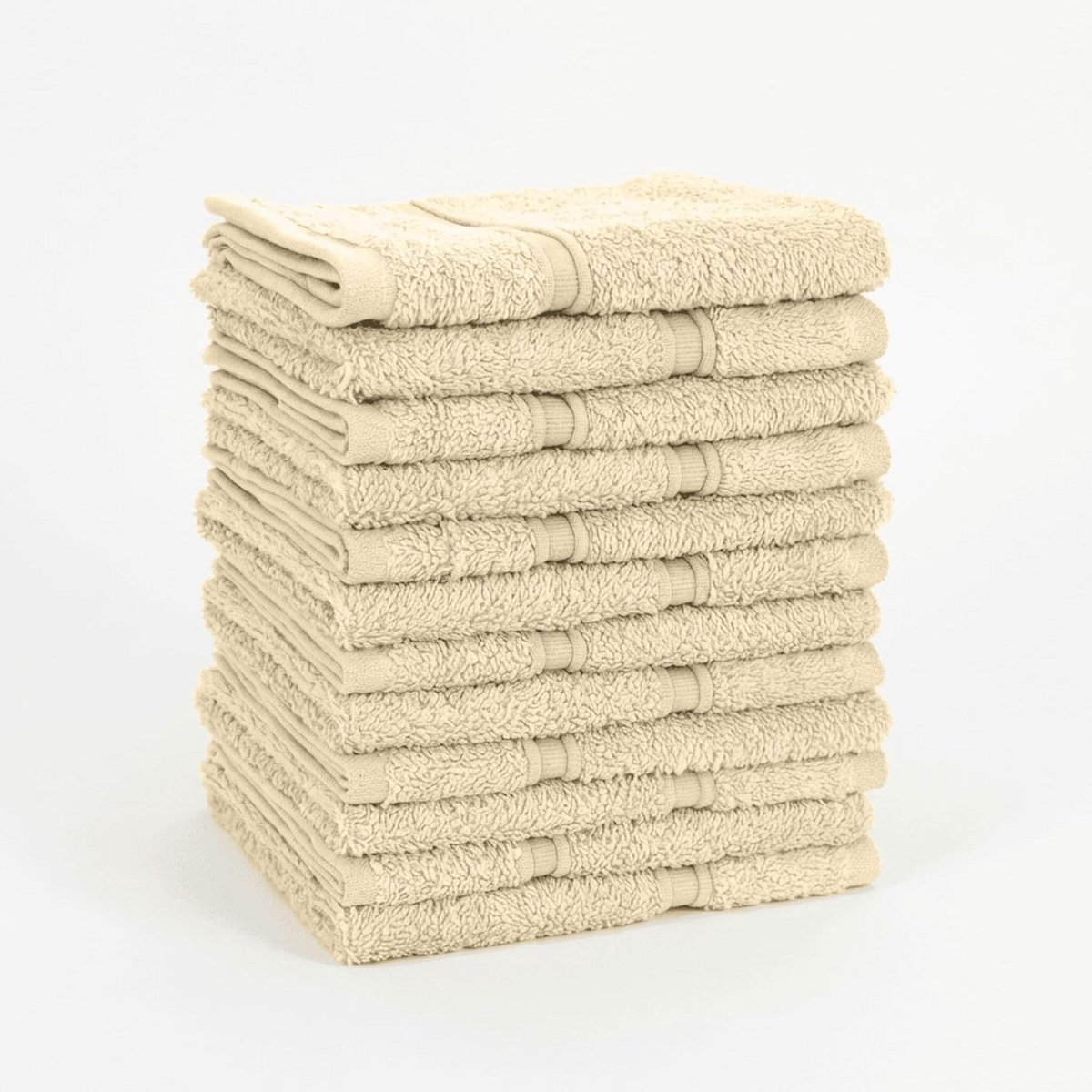 Set van 12 Gastendoekjes Katoen - Zacht en Absorberend Handdoeken 30x30 cm Beige