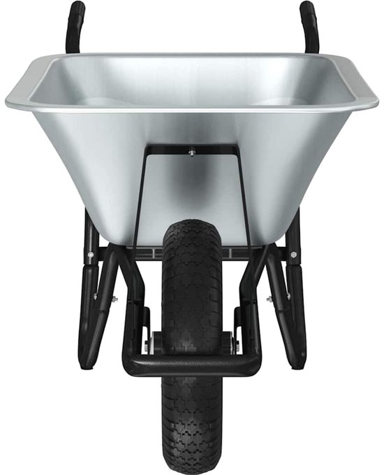 vidaXL - Kruiwagen - Zilver - en - Zwart - 80 - L - 120 - kg - Gegalvaniseerd - staal van VidaXL — afbeelding 5