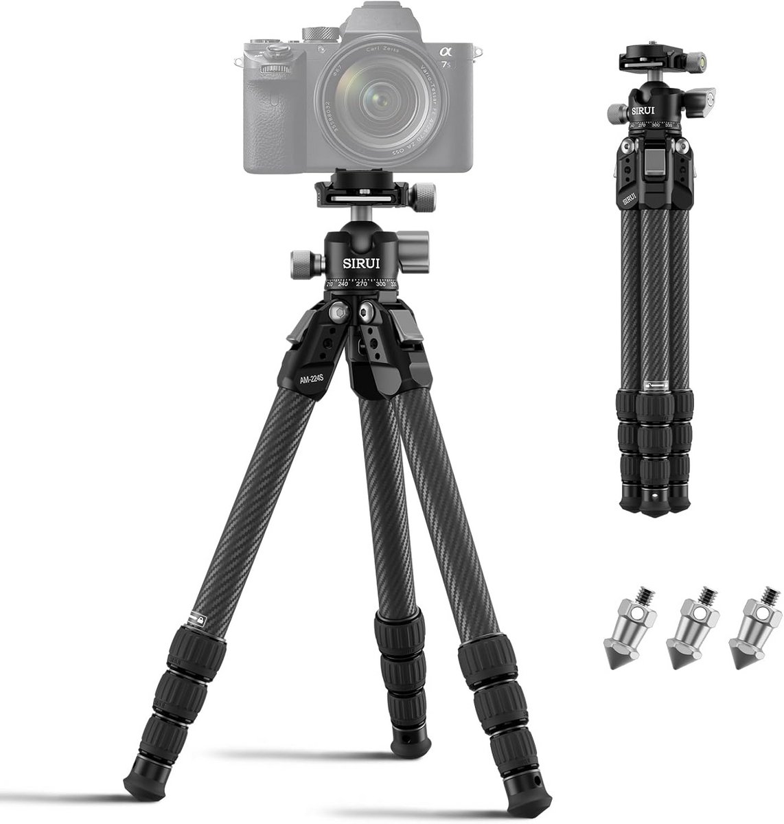 Lichtgewicht Carbon Fiber Mini Statief voor Camera - Max Hoogte 80cm