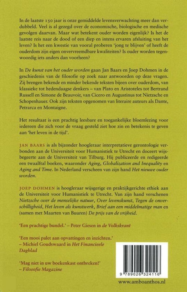 De kunst van het ouder worden - back cover
