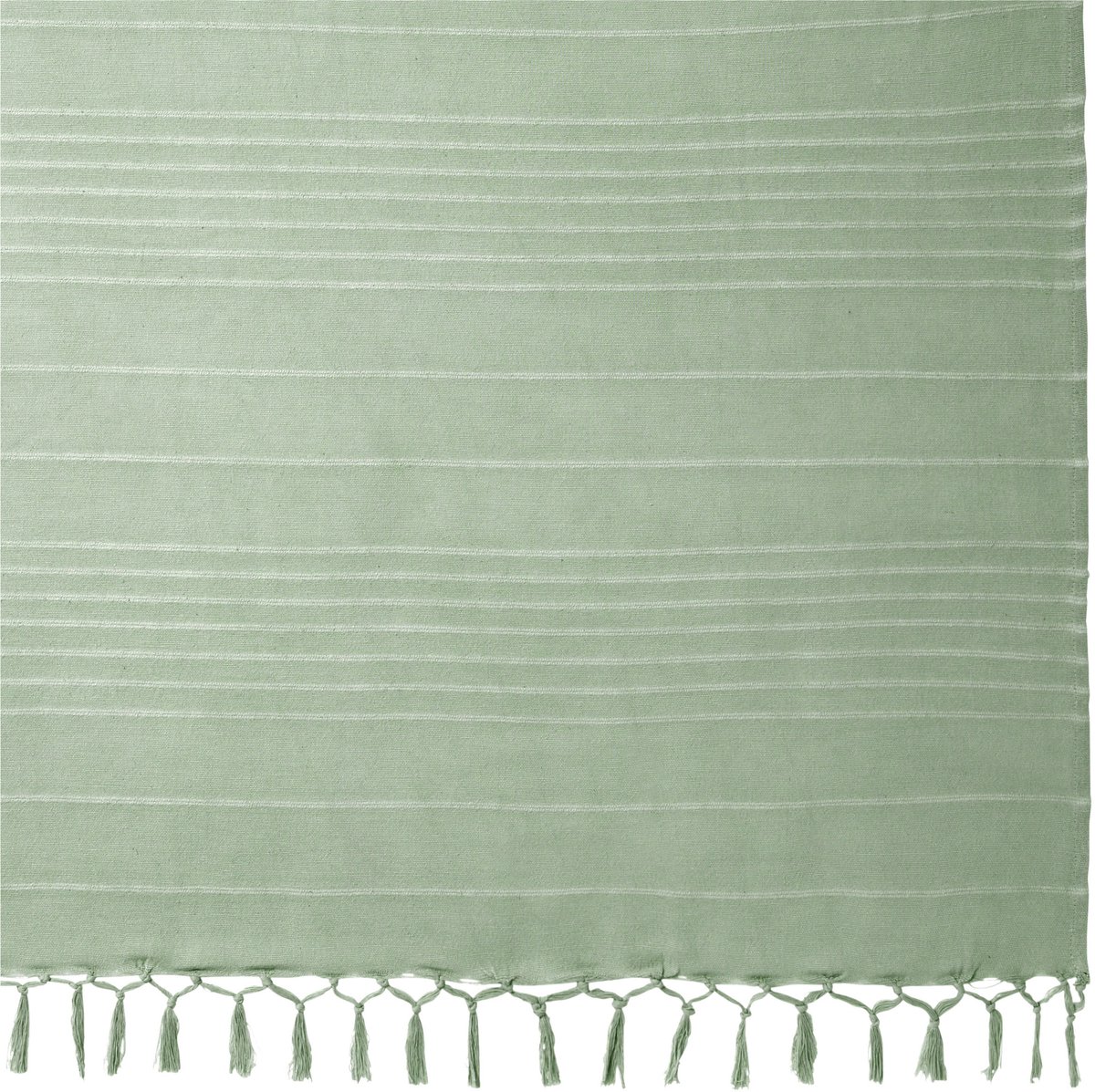 Atmosphera Plaid - salie groen - 230 x 250 cm - katoen - met franjes - bedsprei - kleed - dekentje