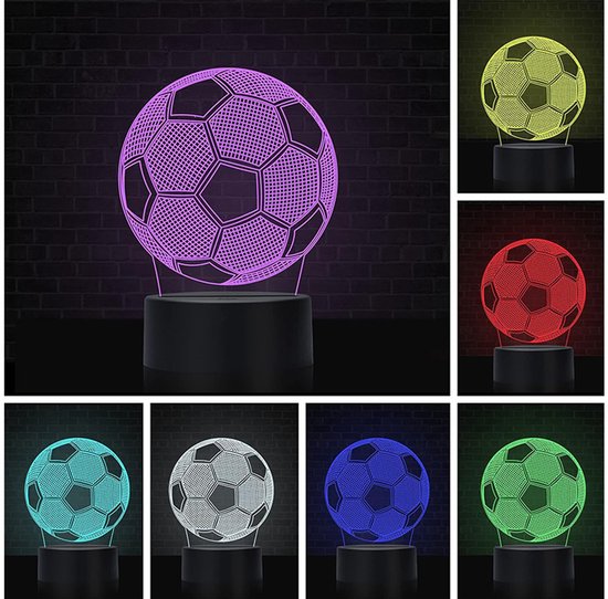 3D LED Voetbal Nachtlamp met Afstandsbediening - 16 Kleuren - 4 Lichtmodi (Flash, Strobe, Fade, Smooth) - Oplaadbaar & Netstroom - 3D voetbal lamp - LED nachtlamp - kinder nachtlamp - RGB sfeerverlichting - oplaadbare nachtlamp - CE –47959 van Merkloos — afbeelding 5