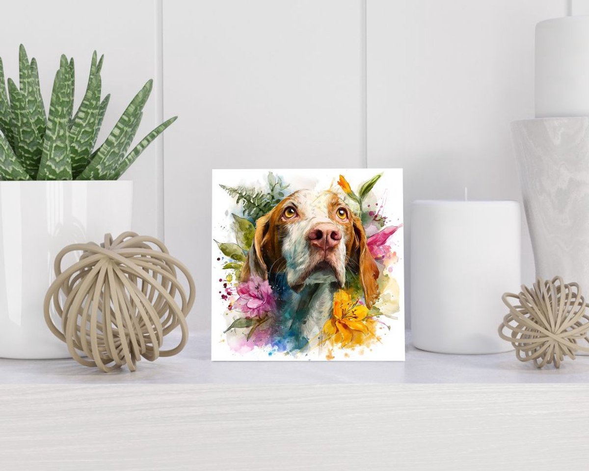 Tegel 15x15 cm met Bracco Italiano cadeau decoratie | tegeltjes met tekst | tegeltjes met spreuken | collega | oma | opa | pensioen | mama | papa | vriend