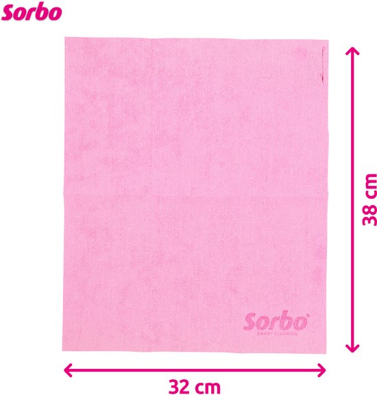 Roze Sorbo microvezeldoek met afmetingen 32x38 cm.