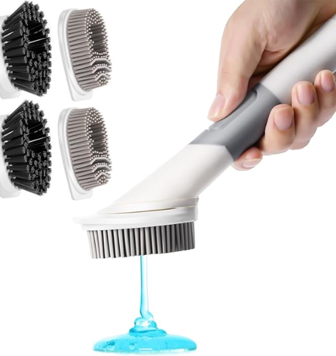 Afwasborstel met Zeepdispenser – Navulbaar – Inclusief Opzetstukken – Keuken Schoonmaakborstel