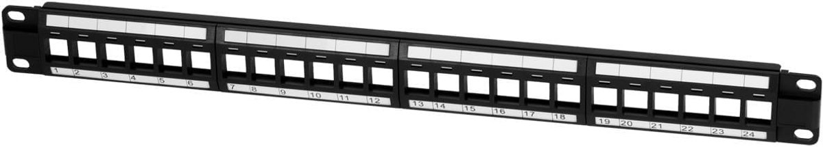 Keystone Jack Paneel 24 Poorten Zwart 1U Rackmontage