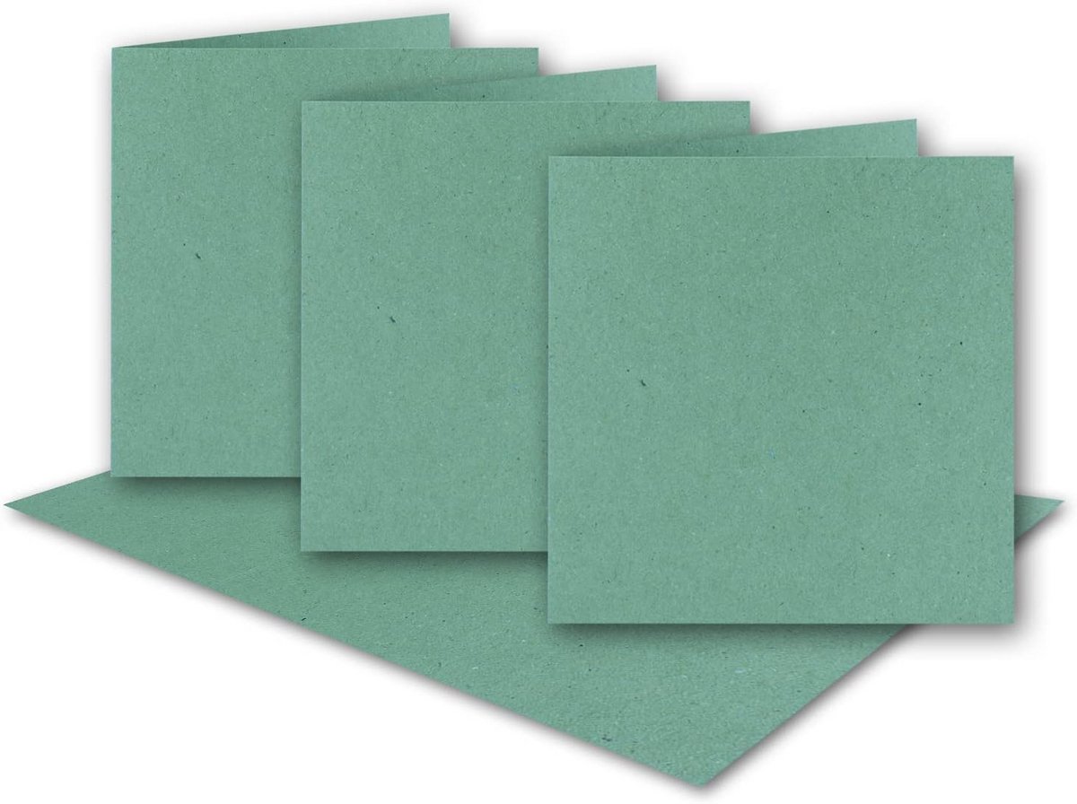 200x Vierkante Kraftpapier Vouwkaarten Eucalyptusgroen 150x150 mm 220g