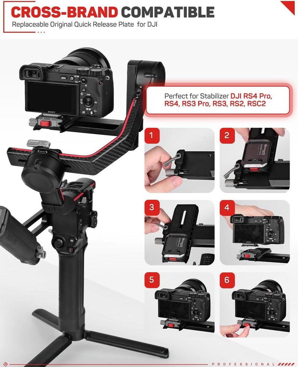 Universele Snelwisselsysteem Plaat Arca Type Verstelbaar voor Handheld Gimbals en Camera Stabilisatoren
