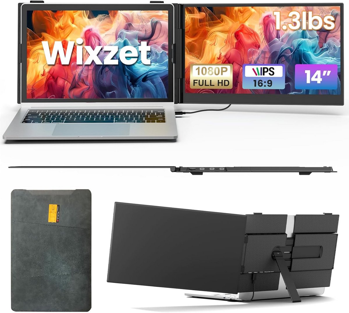 Draagbare 14 inch FHD Dual Monitor Laptop Schermverlenger IPS Plug & Play
