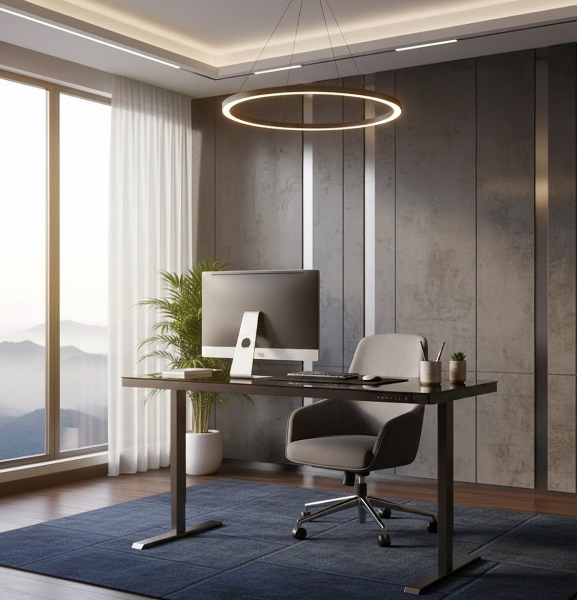 Lumina Pro – Elektrisch Verstelbaar Zit-Sta Bureau met Gehard Glazen Werkblad (Wit/Zwart) Casa Serena