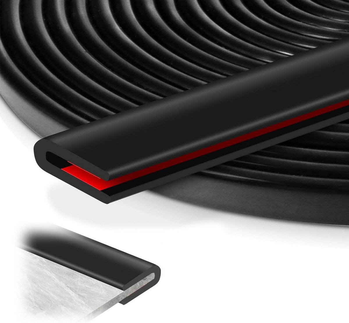 Zelfklevende U-profiel Randbescherming Rubber 6 Meter Zwart voor Auto en Plaatwerk