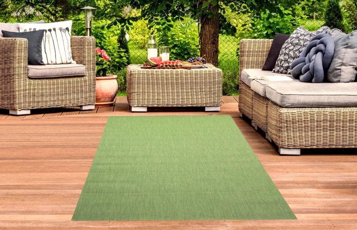 Sisal-look Binnen en Buiten Tapijt Groen 140x200 cm - Duurzaam en Vloerverwarming Geschikt
