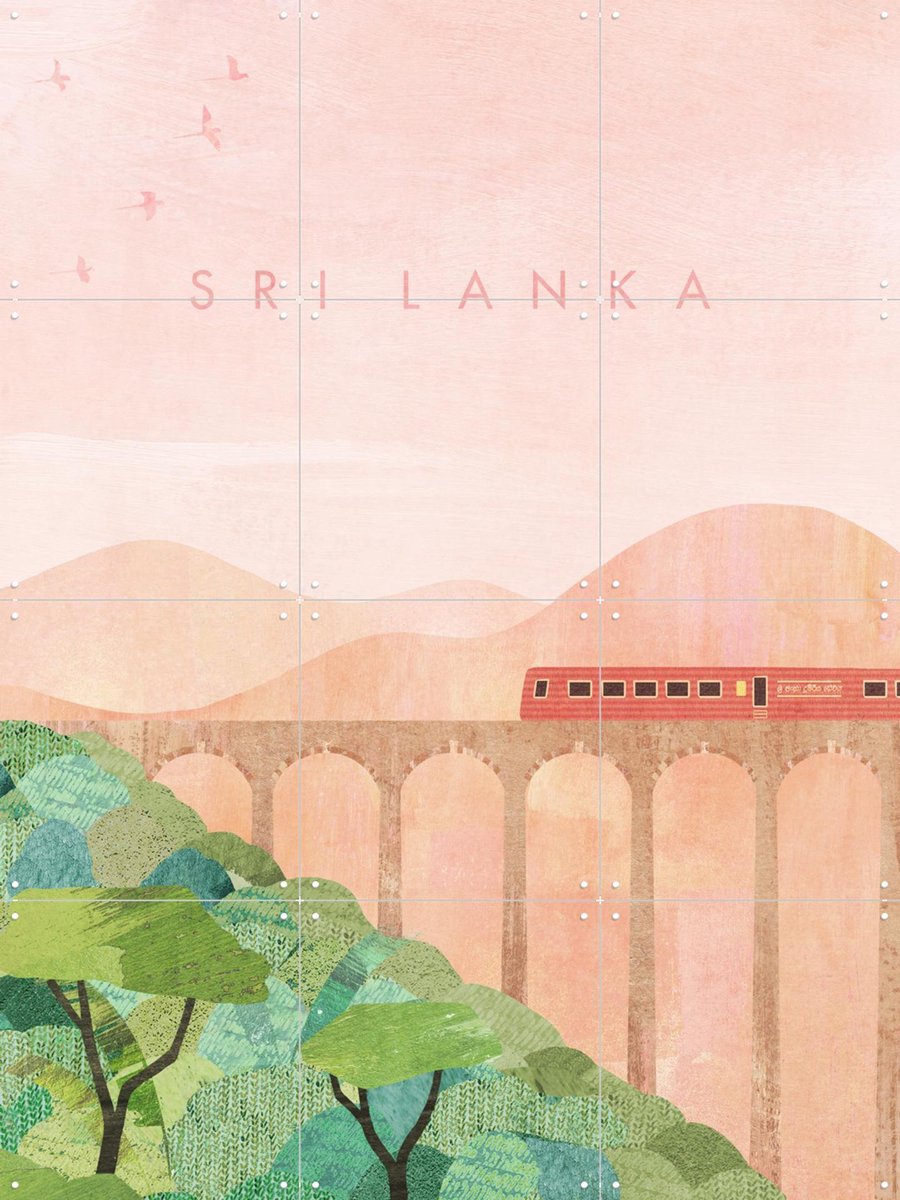IXXI Sri Lanka, Henry Rivers - 60 x 80 cm - Gratis ophangtool - Grote wanddecoratie en posters - Illustraties, Kleurrijk, Bergen