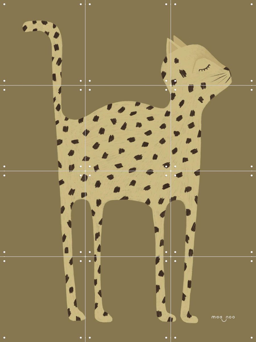 IXXI Proud Cheetah, Maa-noo - 60 x 80 cm - Gratis ophangtool - Grote wanddecoratie en posters - Speels, Kleurrijk, Illustraties, Kinderkamer