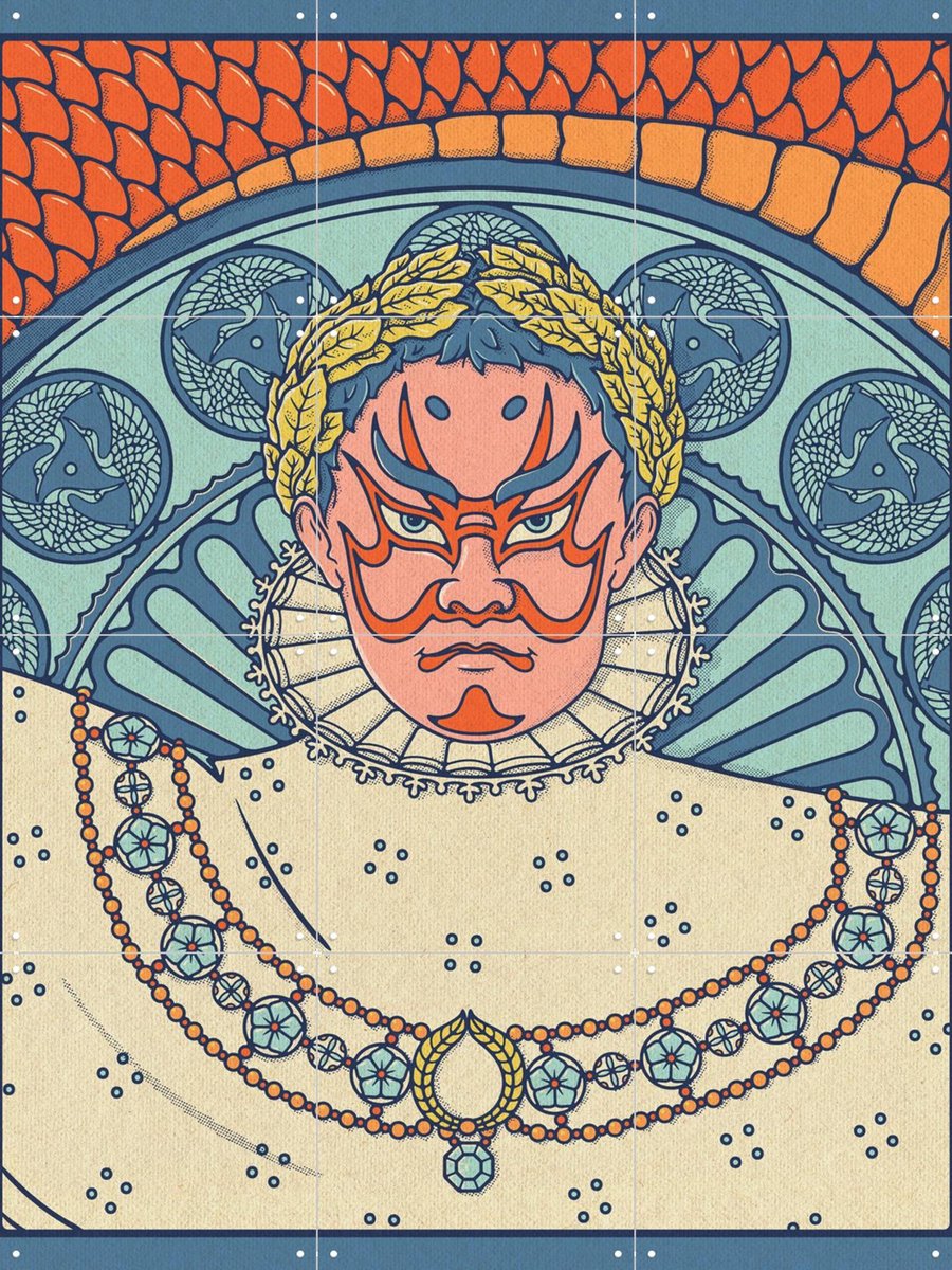 IXXI Napoleon and the Mask, Ryan Ragnini - 60 x 80 cm - Gratis ophangtool - Grote wanddecoratie en posters - Illustraties, Kleurrijk, Grafisch