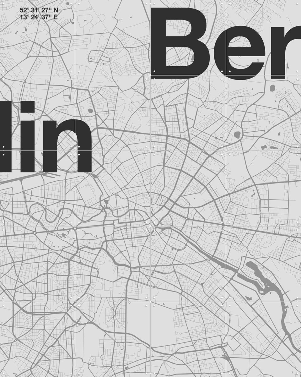 IXXI Berlin Map, Florent Bodart - 80 x 100 cm - Gratis ophangtool - Grote wanddecoratie en posters - Illustraties, Mancave