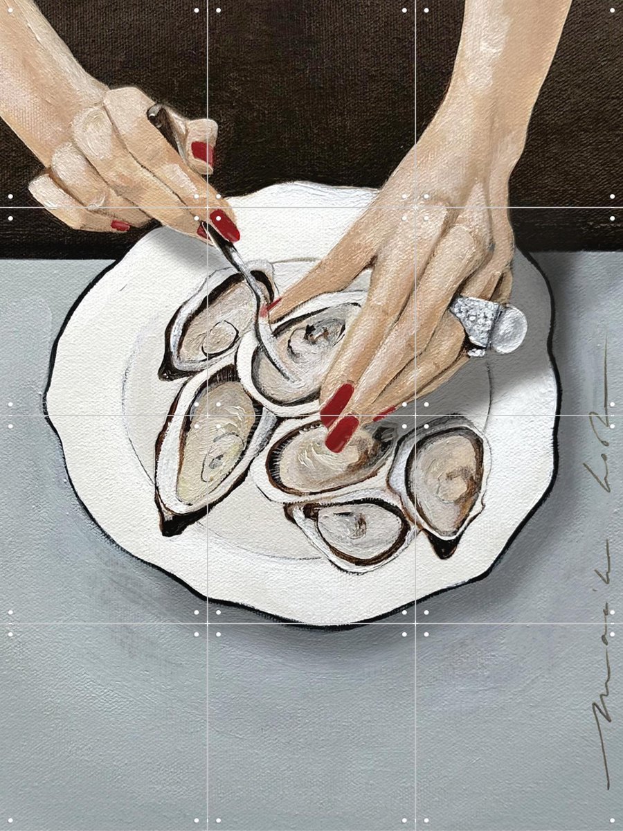 IXXI Ohlala Oysters, Maaike Koster & My Deer Art Shop - 60 x 80 cm - Gratis ophangtool - Grote wanddecoratie en posters - Olieverf, Realisme