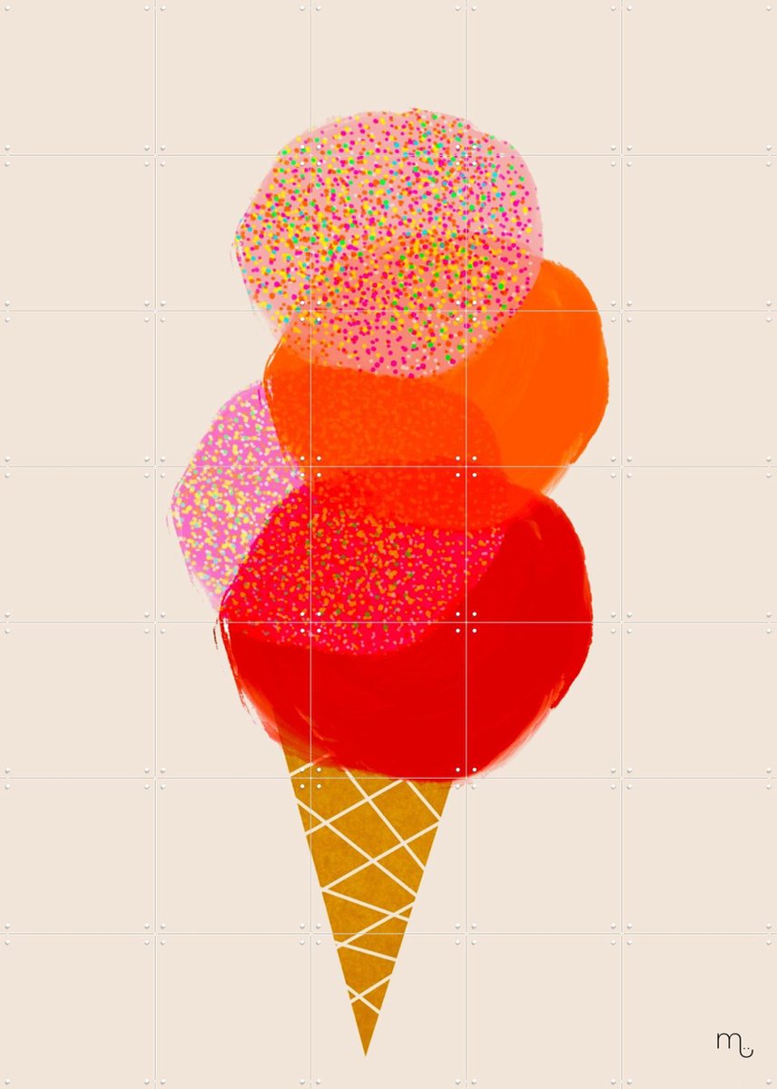 IXXI Discodip, Stadse Spruiten | door Miek illustreert - 100 x 140 cm - Gratis ophangtool - Grote wanddecoratie en posters - Kleurrijk, Illustraties