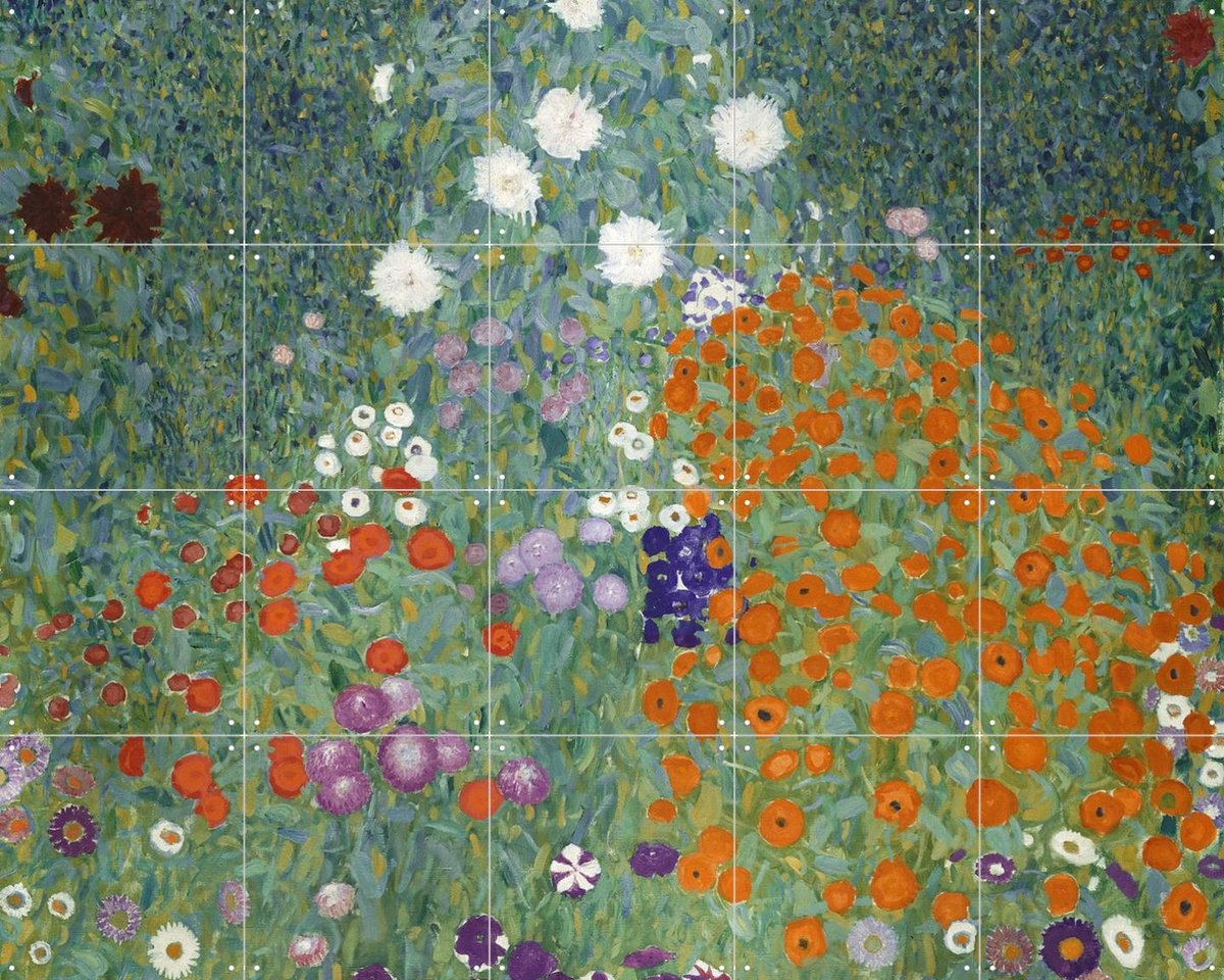 IXXI Flower Garden, Gustav Klimt & Bridgeman Images - 100 x 80 cm - Gratis ophangtool - Grote wanddecoratie en posters - Kleurrijk, Klassiek,