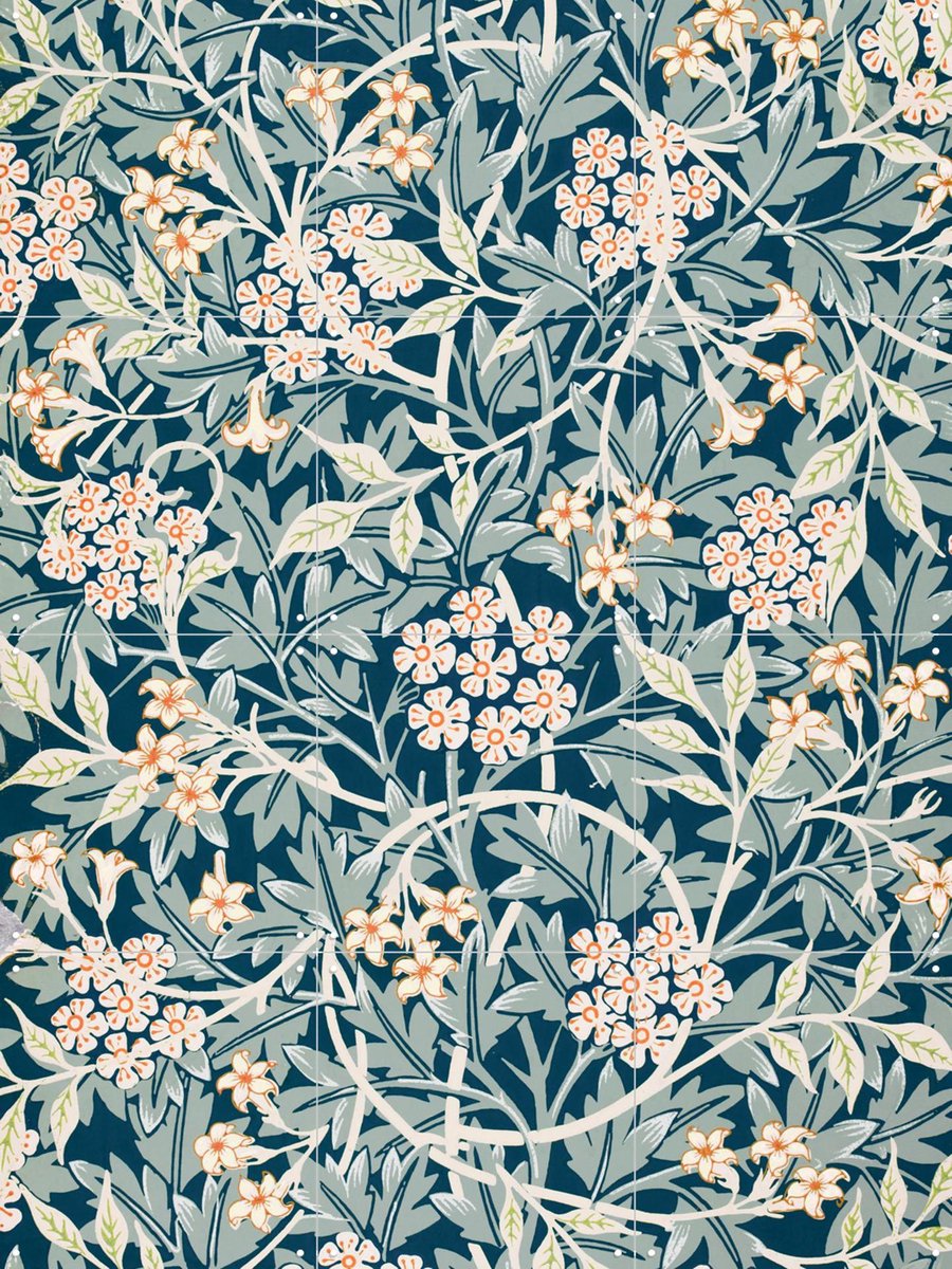IXXI Jasmine blue, William Morris & Victoria and Albert Museum - 60 x 80 cm - Gratis ophangtool - Grote wanddecoratie en posters - Illustraties
