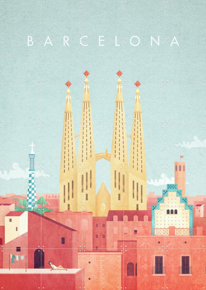 IXXI Barcelona, Henry Rivers - 100 x 140 cm - Gratis ophangtool - Grote wanddecoratie en posters - Kleurrijk, Illustraties, Geometrische Kunst