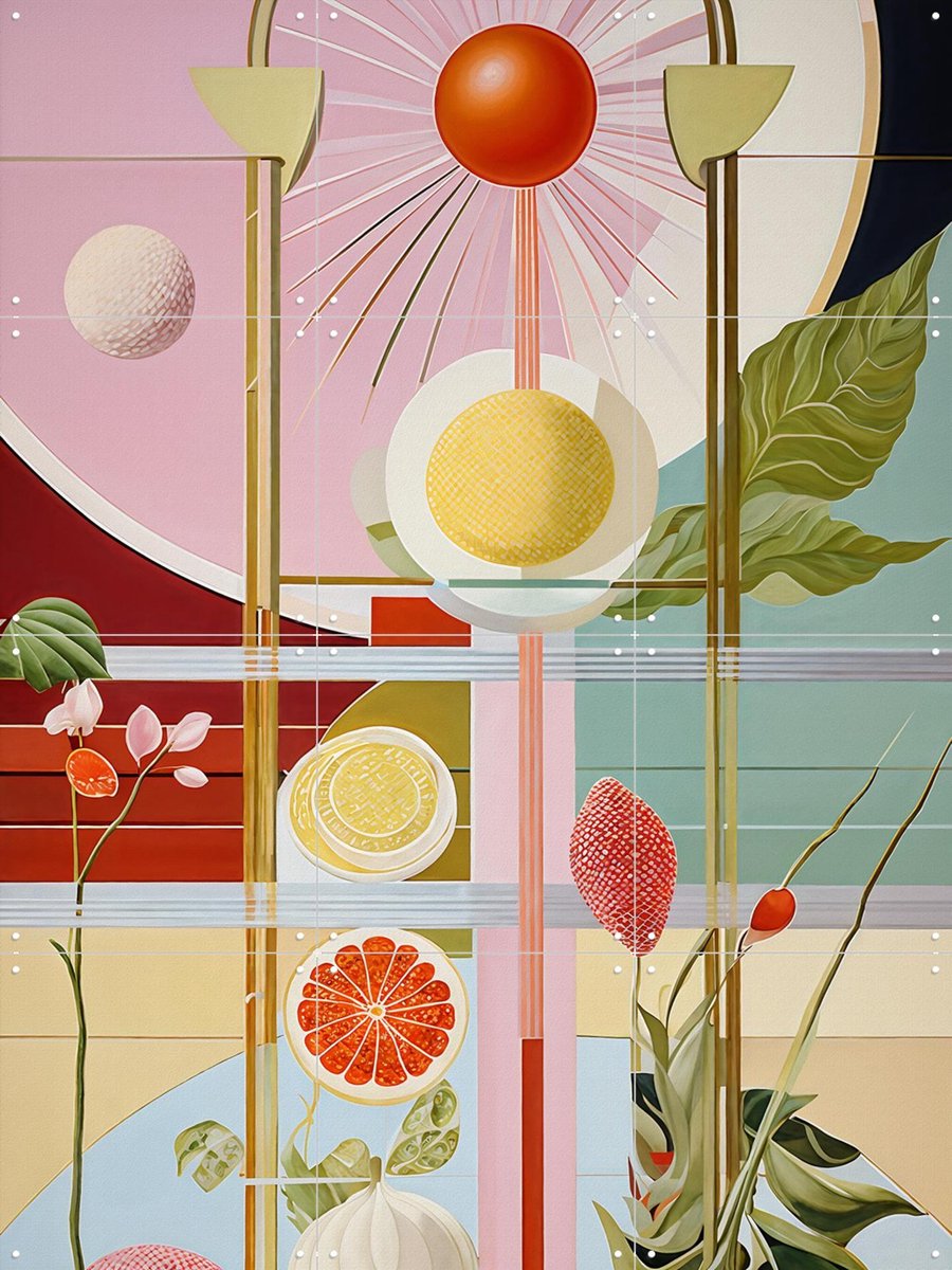 IXXI Fruit Lines, Artclaud - 60 x 80 cm - Gratis ophangtool - Grote wanddecoratie en posters - Geometrische Kunst, Abstract, Kleurrijk, Grafisch