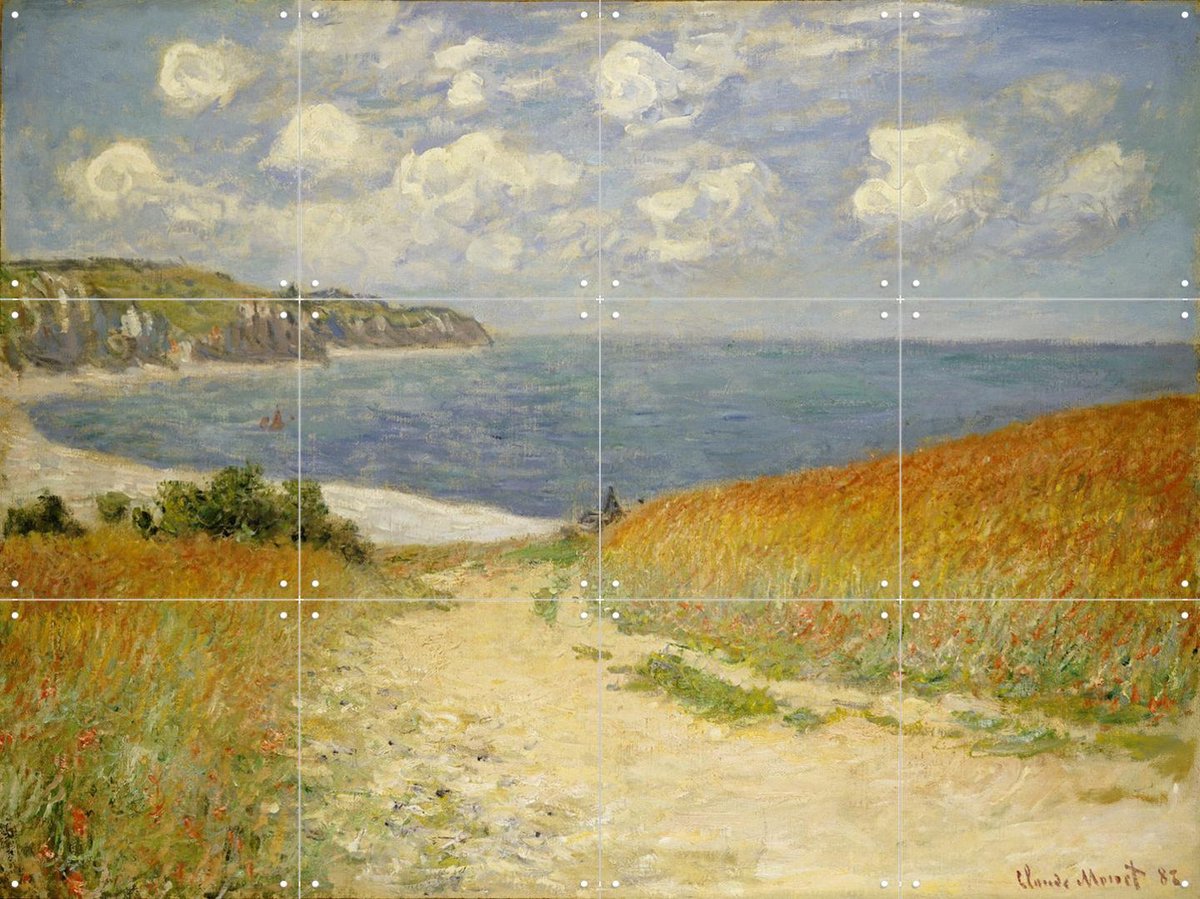 IXXI Path in the Wheat - Pourville, Claude Monet & Bridgeman Images - 80 x 60 cm - Gratis ophangtool - Grote wanddecoratie en posters - Kleurrijk