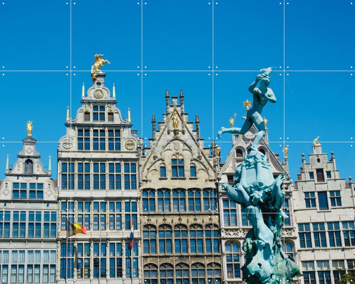 IXXI Grote Markt Antwerp, Edwin Fotografeert & Kunst in Kaart - 100 x 80 cm - Gratis ophangtool - Grote wanddecoratie en posters - Fotografie