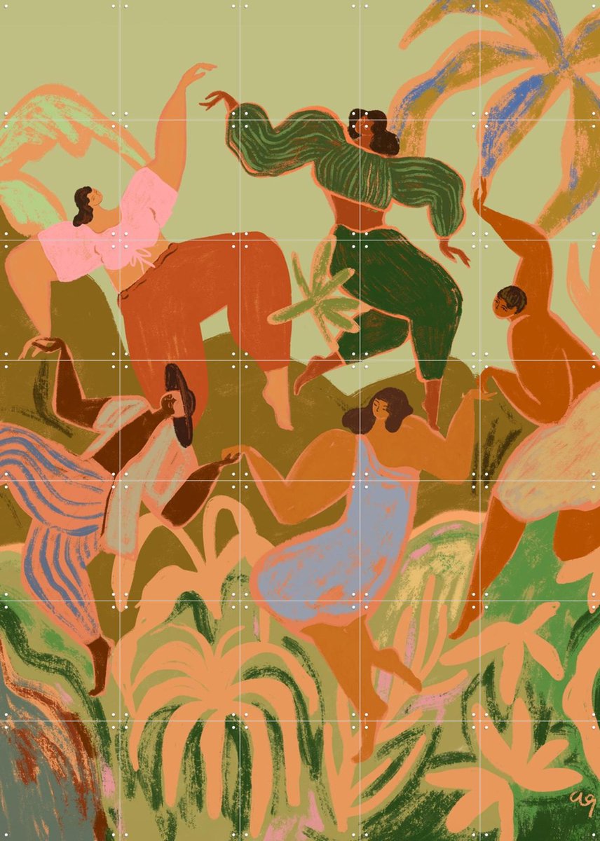 IXXI Spring Frolic, Arty Guava - 100 x 140 cm - Gratis ophangtool - Grote wanddecoratie en posters - Kleurrijk, Illustraties, Speels, Woonkamer