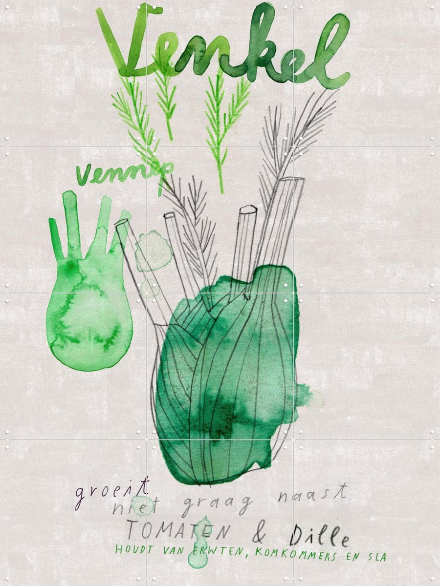 IXXI Venkel, Signorinah - 60 x 80 cm - Gratis ophangtool - Grote wanddecoratie en posters - Aquarel, Illustraties, Line art, Eetkamer, Woonkamer