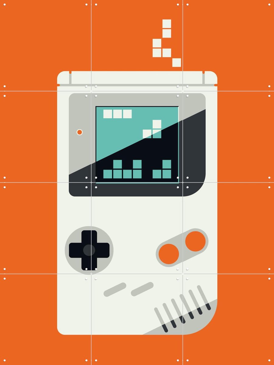 IXXI Gameboy, Bo Lundberg - 60 x 80 cm - Gratis ophangtool - Grote wanddecoratie en posters - Kleurrijk, Illustraties, Vintage, Speels, Mancave