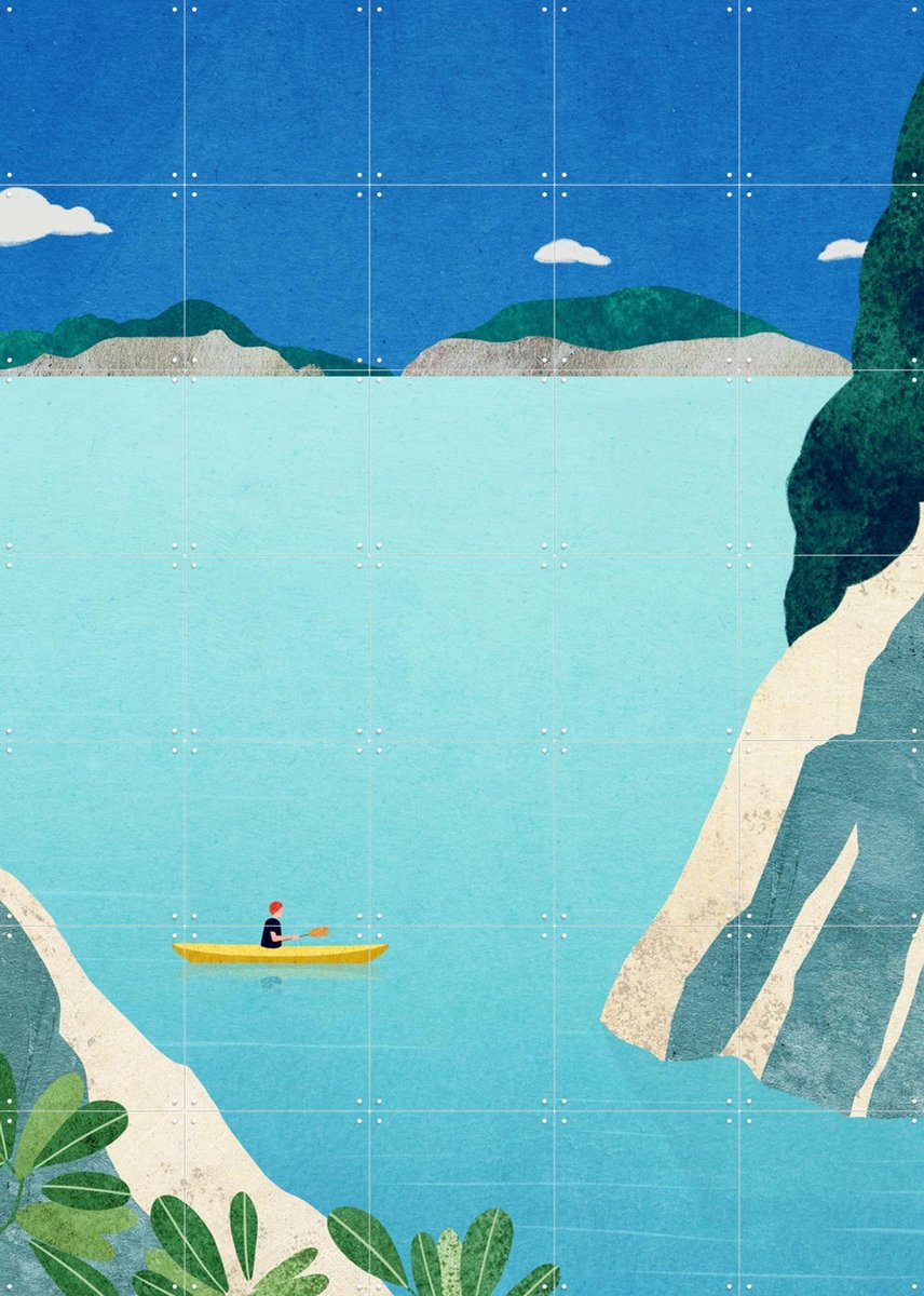 IXXI Ocean Kayak, Henry Rivers - 100 x 140 cm - Gratis ophangtool - Grote wanddecoratie en posters - Kleurrijk, Illustraties, Grafisch Ontwerp,