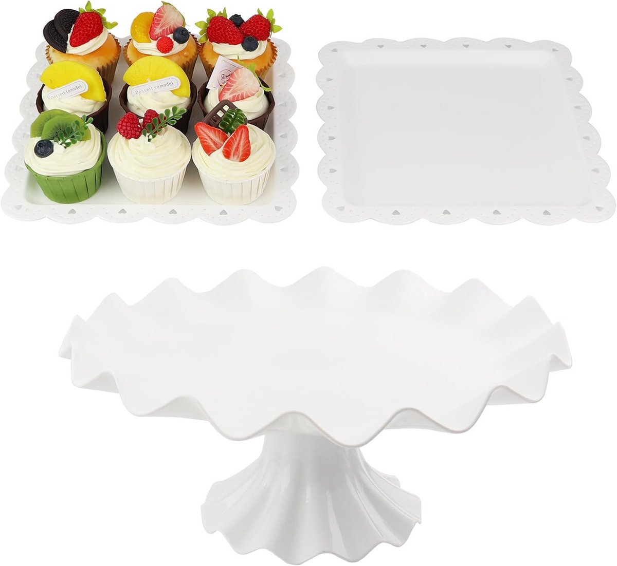 Taartplateau op Voet 28 cm Blauw - Feestelijk Presenteren voor Doop, Communie of Bruiloft