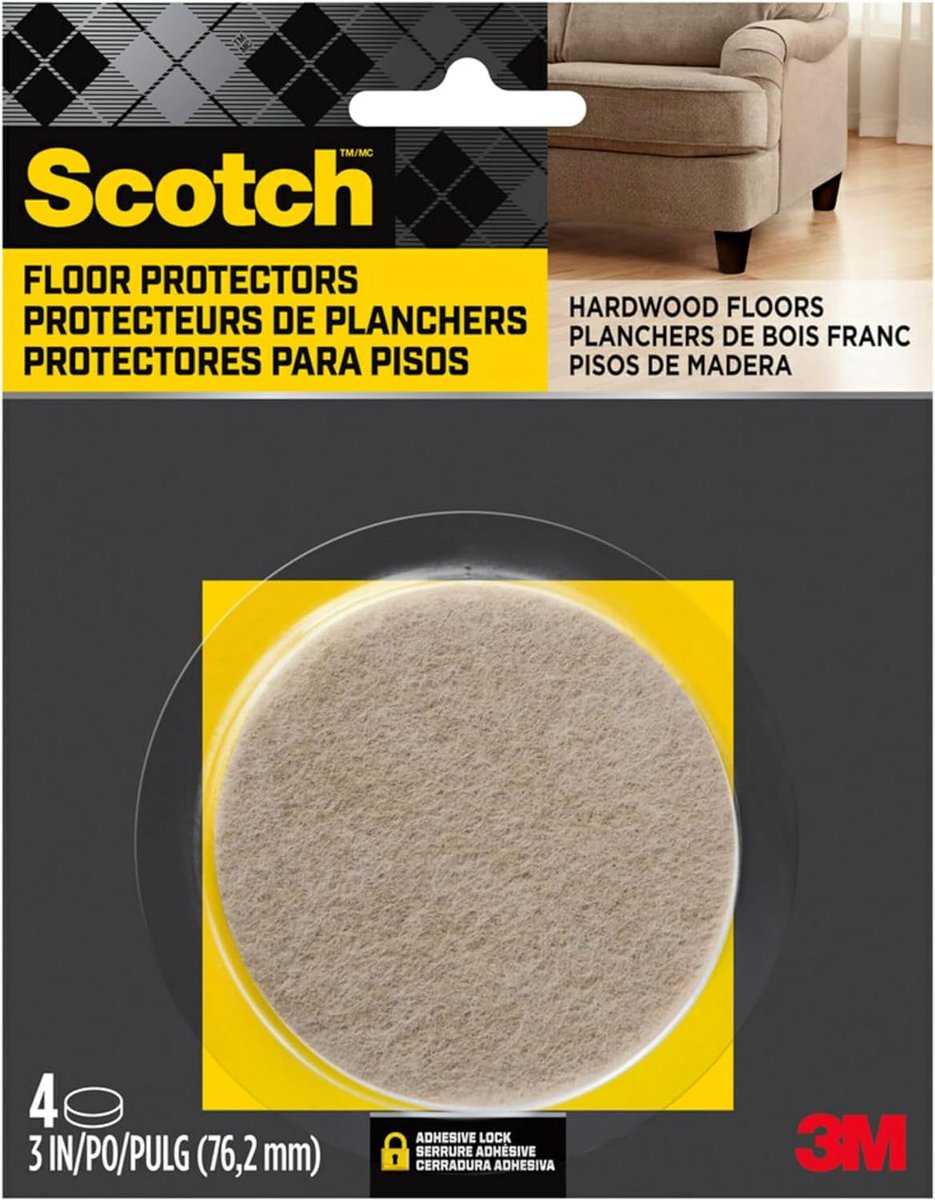 Meubelvilt Pads - Vloerbeschermers Stoelpoten - Meubels Verplaatsen - Voorkomt Krassen - 3 inch Rond - Beige