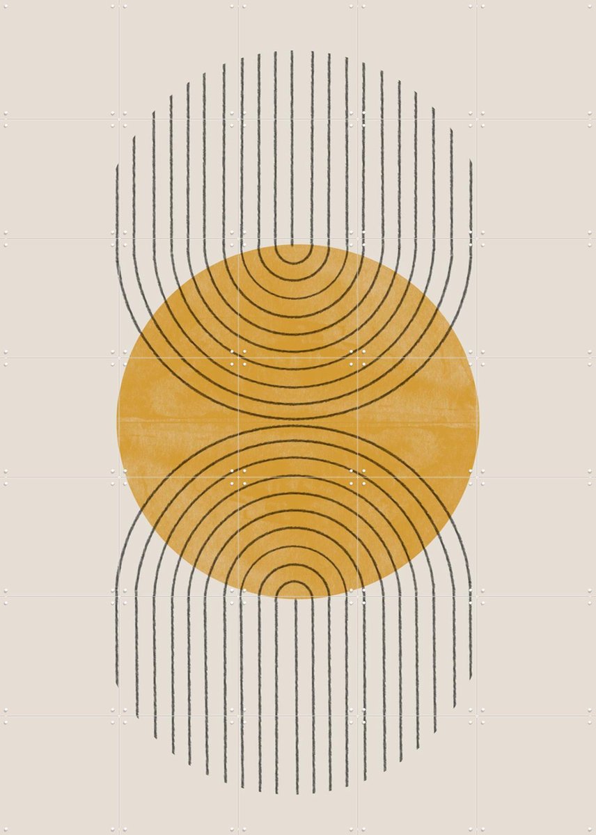 IXXI Perfect Point Yellow, The Miuus Studio & Various - 100 x 140 cm - Gratis ophangtool - Grote wanddecoratie en posters - Vintage, Line art