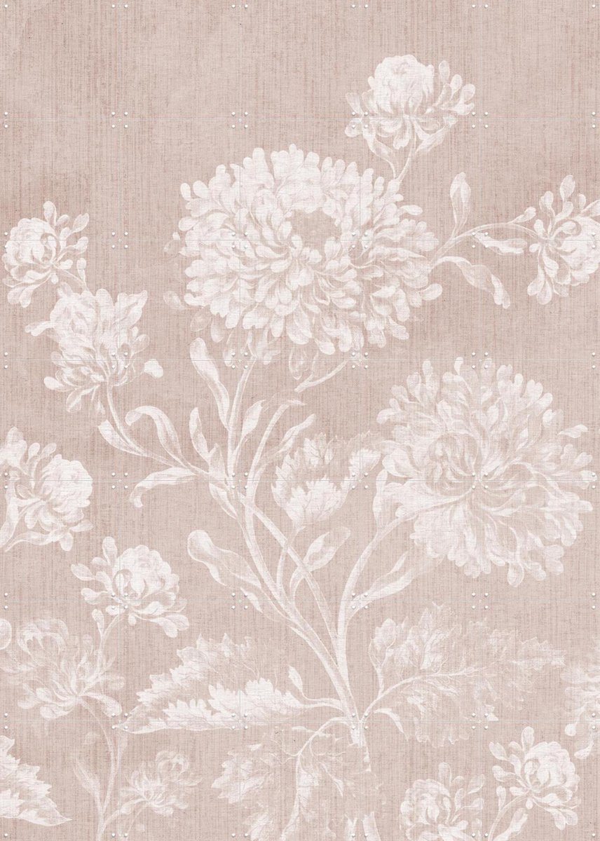 IXXI Faded baroque flowers, Bloomery Decor - 100 x 140 cm - Gratis ophangtool - Grote wanddecoratie en posters - Vintage, Bloemen