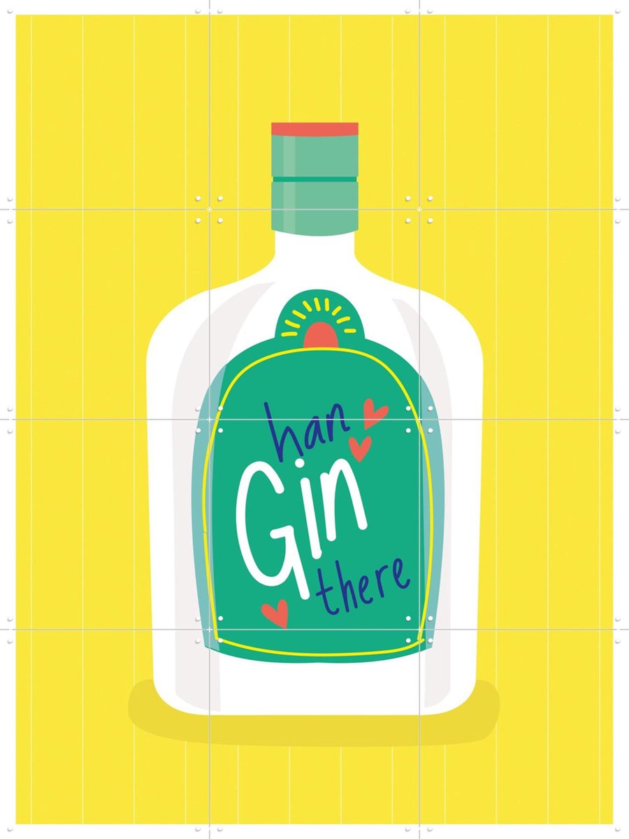 IXXI Han Gin There, Jetske Kox - 60 x 80 cm - Gratis ophangtool - Grote wanddecoratie en posters - Kleurrijk, Speels, Grafisch Ontwerp, Illustraties,