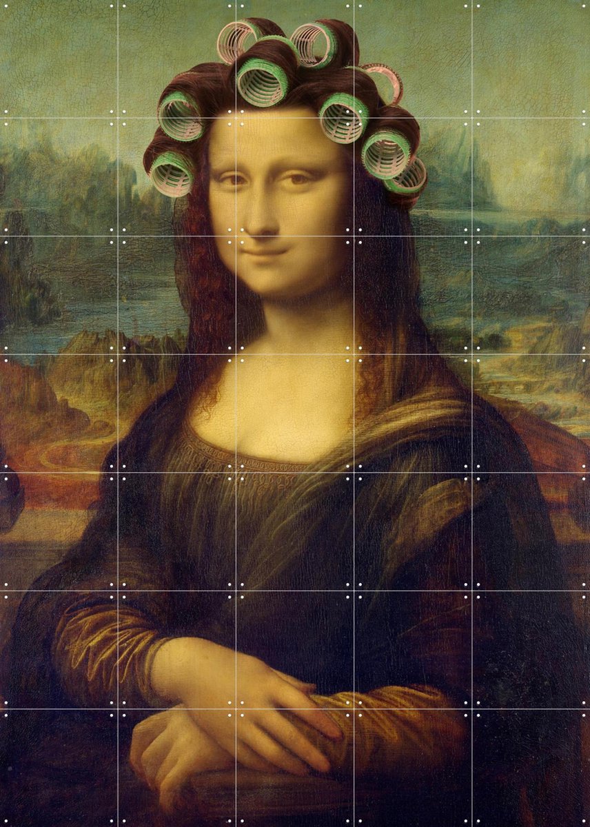 IXXI Mona Lisa - the curly girly edition, Marja van den Hurk - 100 x 140 cm - Gratis ophangtool - Grote wanddecoratie en posters - Grafisch Ontwerp