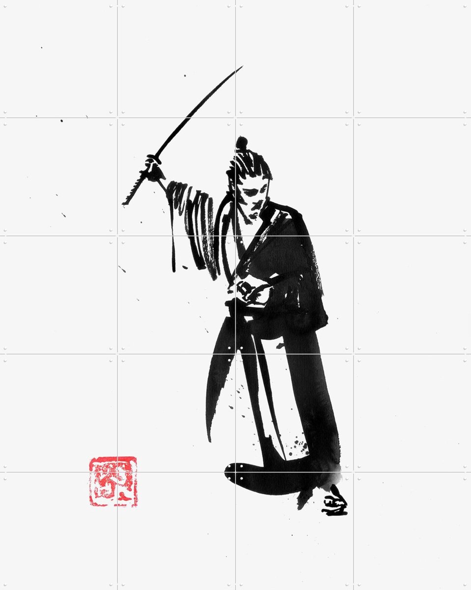 IXXI Samurai Killer, Péchane - 80 x 100 cm - Gratis ophangtool - Grote wanddecoratie en posters - Illustraties, Mancave