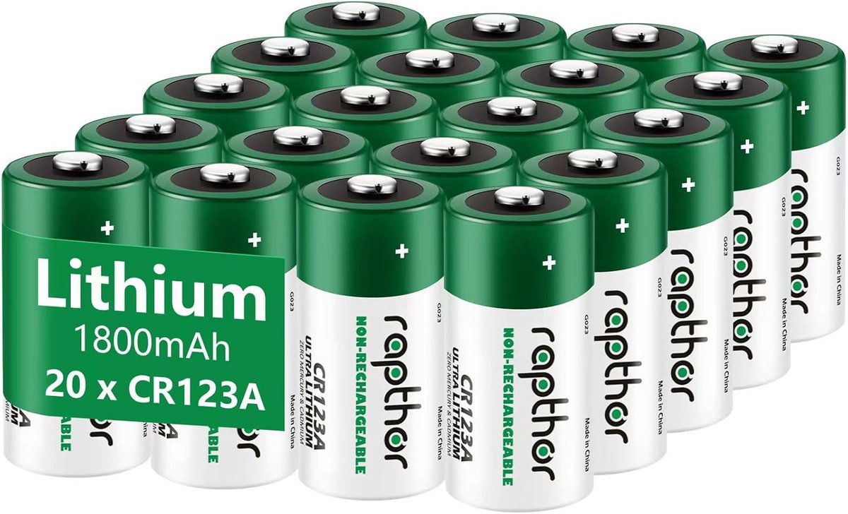 Hoogwaardige 3V Lithium Batterijen CR123A, 20 Stuks, Lange Levensduur