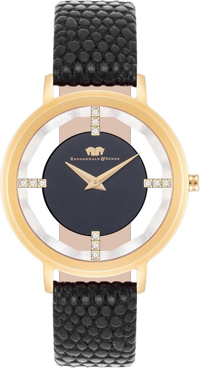 Elegante Dameshorloge Analoge Quartz met Zwarte Leren Band