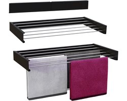 SCH® Wanddroogrek Inklapbaar - Wanddroogrek - Zwart - 50cm x 100cm x 12cm