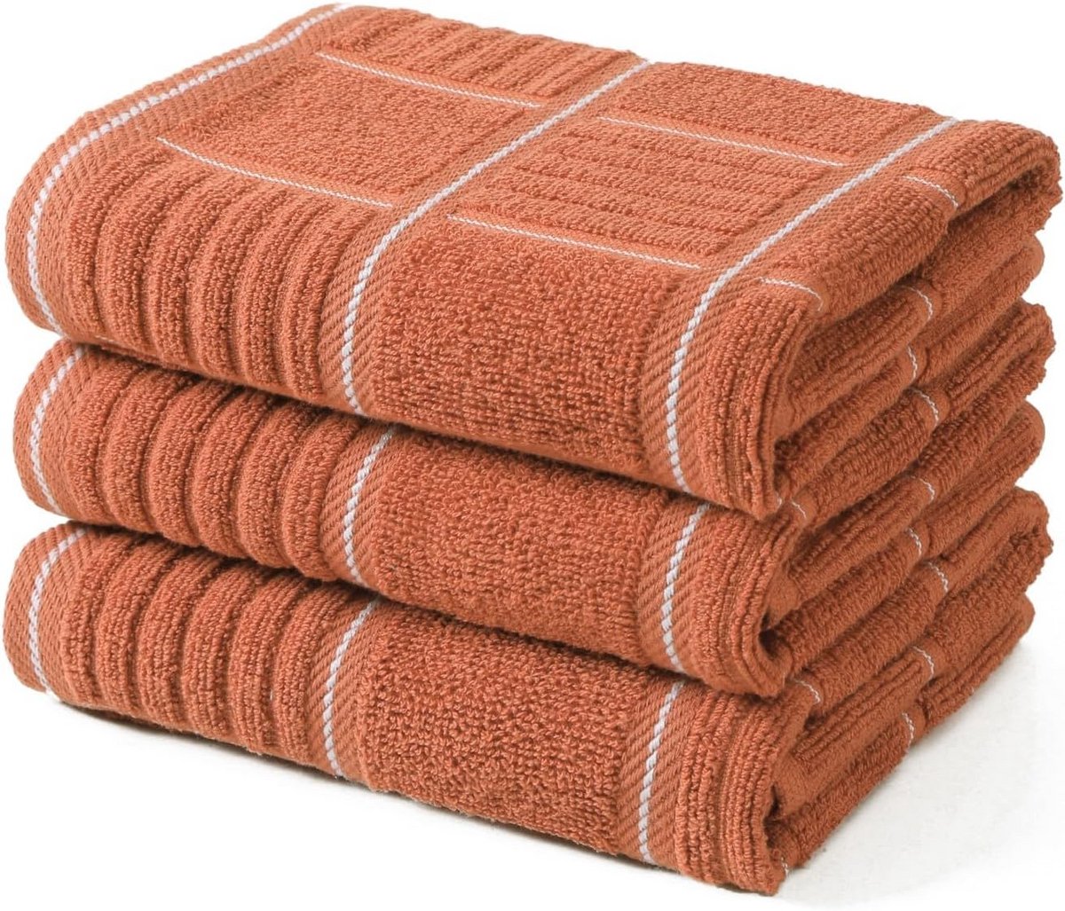 Set van 3 Zwaar Belastbare Absorberende Keukendoeken met Ophanglus 100% Katoen Rood