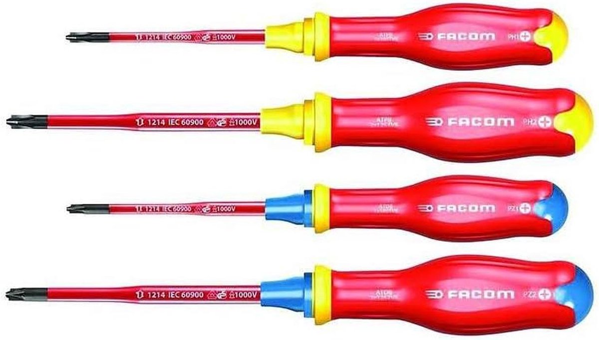 Set van 4 Geïsoleerde Schroevendraaiers voor 1000 Volt - Dunne Punt