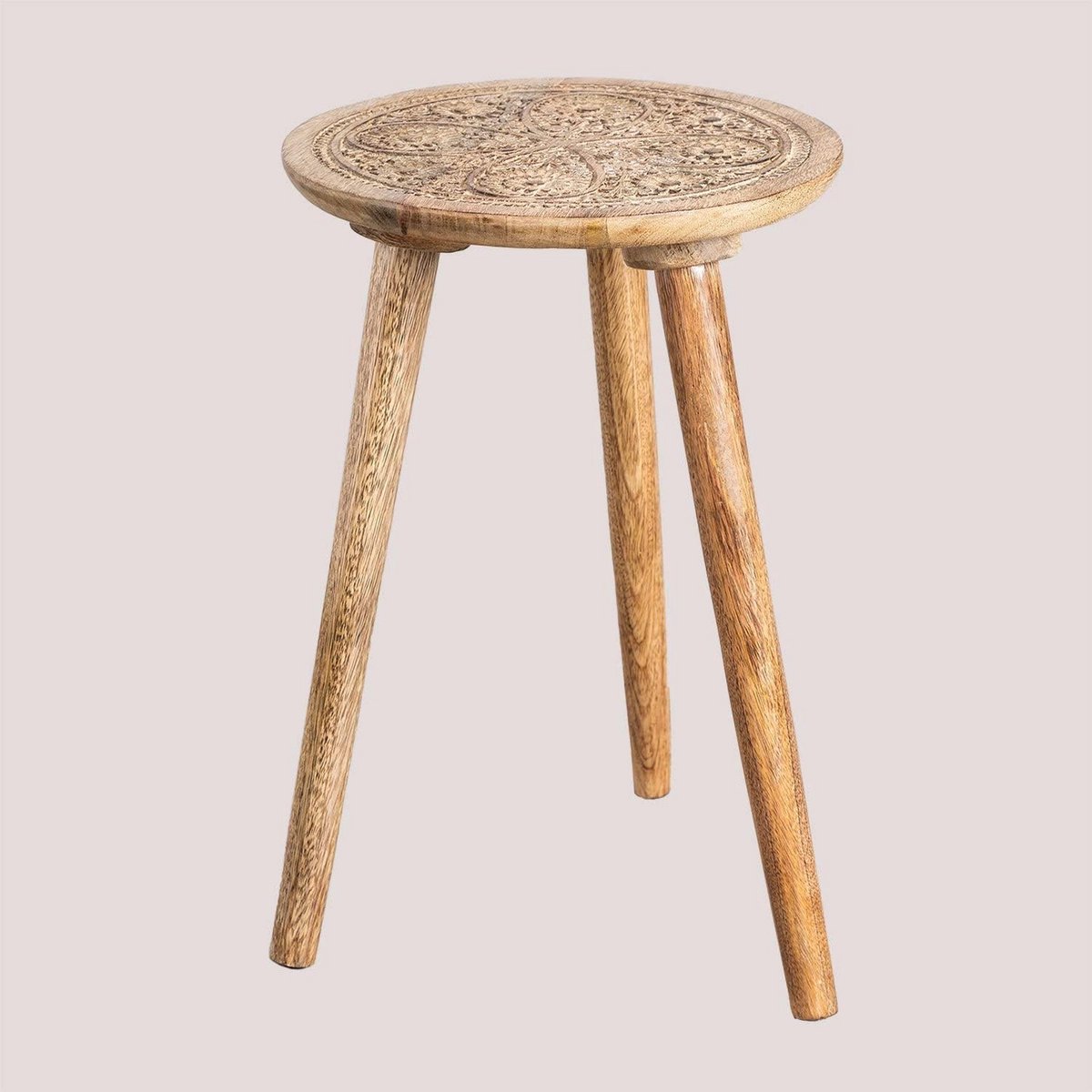 Ronde bijzettafel 30 cm van massief mangohout