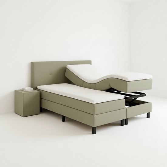 Boxspring VitaLift – Hoog-Laag Bed 2-Persoons Elektrisch Verstelbaar 140x200 cm – Verzorgingsbed / Seniorenbed – Groen